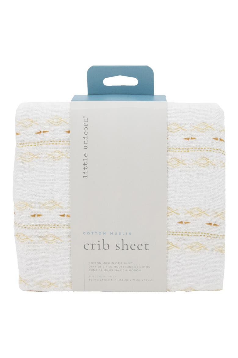 Cotton Muslin Crib Sheet, Main, color, GOLD DIAMOND STRIPE