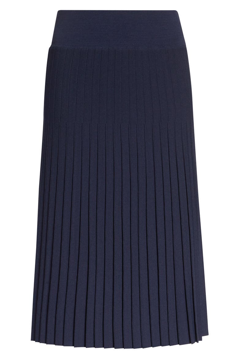 Tracy Riviera Crepe Knit Pleated Midi Skirt, Alternate, color, MIDNIGHT