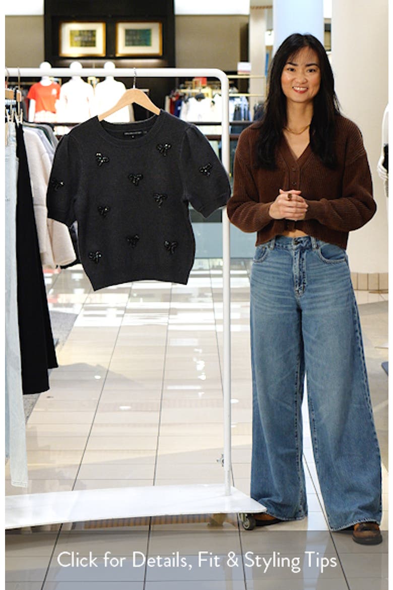 Embellished Bow Puff Short Sleeve Sweater video
