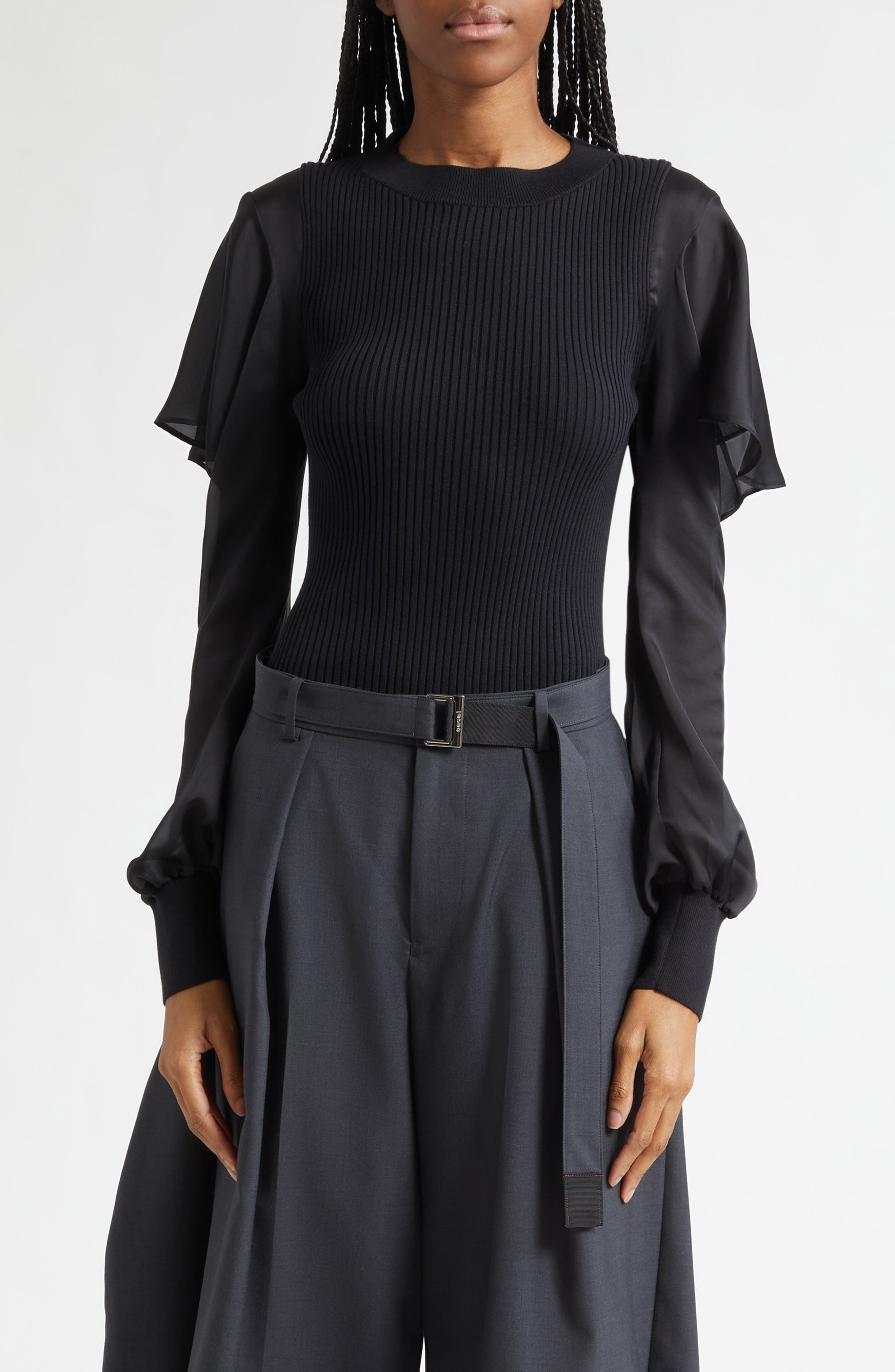 Satin x Cotton Knit Pullover
