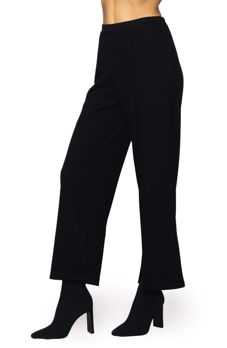 MELLODAY Side Split Wide Leg Knit Pants, Alternate, color, Black