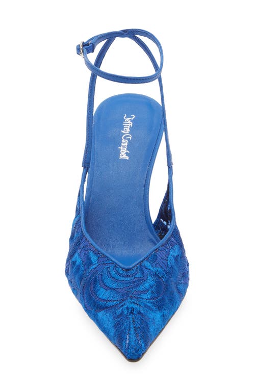 Jeffrey Campbell Exec Ankle Strap Pointed Toe Pump In Bright Blue
