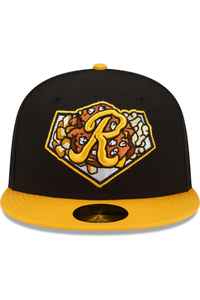 Men's New Era Black/Gold Rochester Red Wings Theme Night 59FIFTY Fitted Hat, Alternate, color, Black