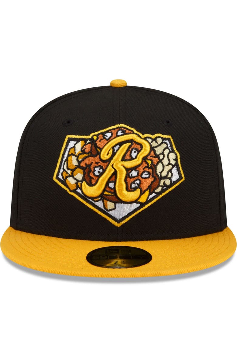 New Era Men's New Era Black/Gold Rochester Red Wings Theme Night 59FIFTY Fitted Hat, Alternate, color, Black