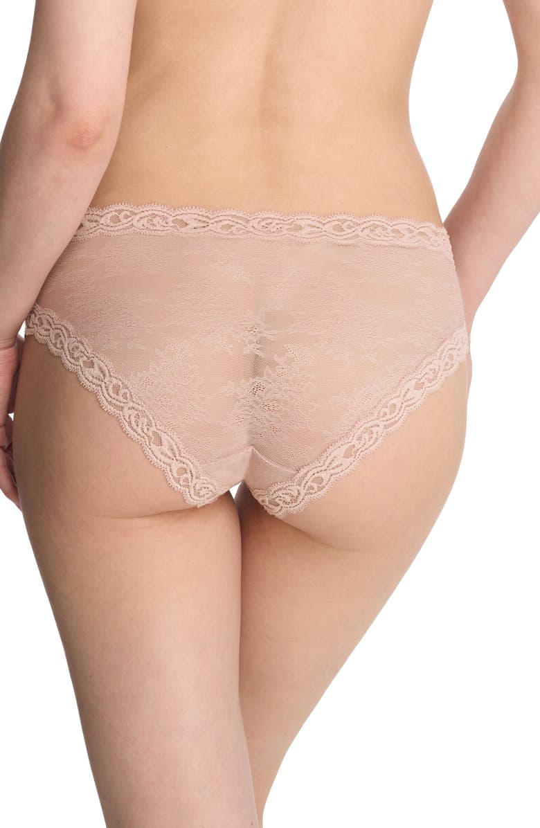 Natori Feathers Hipster Briefs, Alternate, color, Rose Beige Lace
