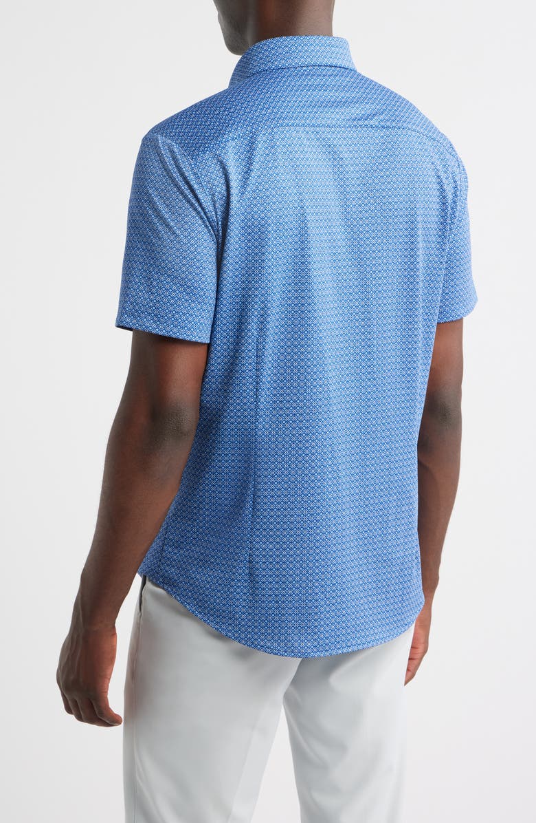 Mizzen+Main Halyard Trim Fit Foulard Print Short Sleeve Button-Up Shirt, Alternate, color, Set Sail Dotted Line