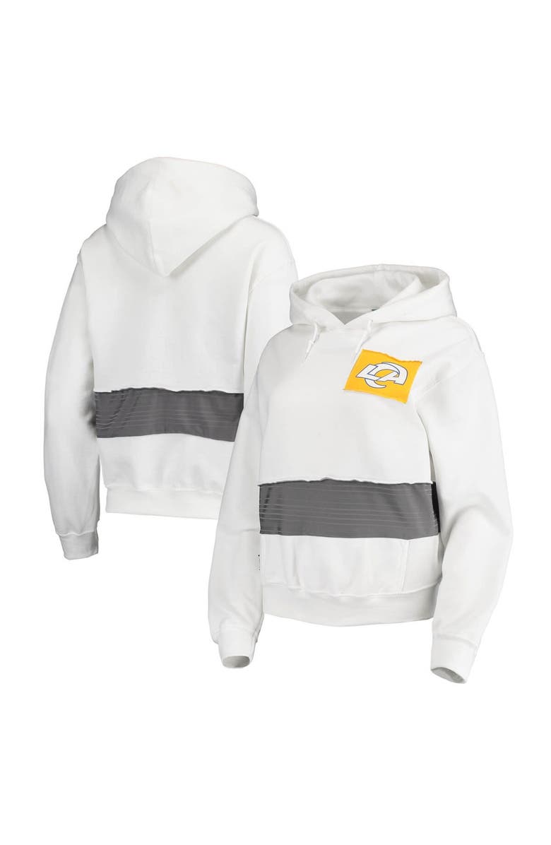 REFRIED APPAREL Women's Refried Apparel White Los Angeles Rams Sustainable Crop Dolman Pullover Hoodie, Main, color, White