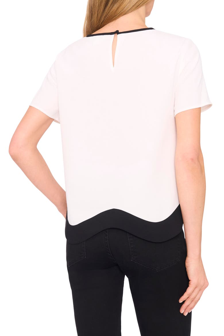 Contrast Trim Short Sleeve Blouse, Alternate, color, NEW IVORY