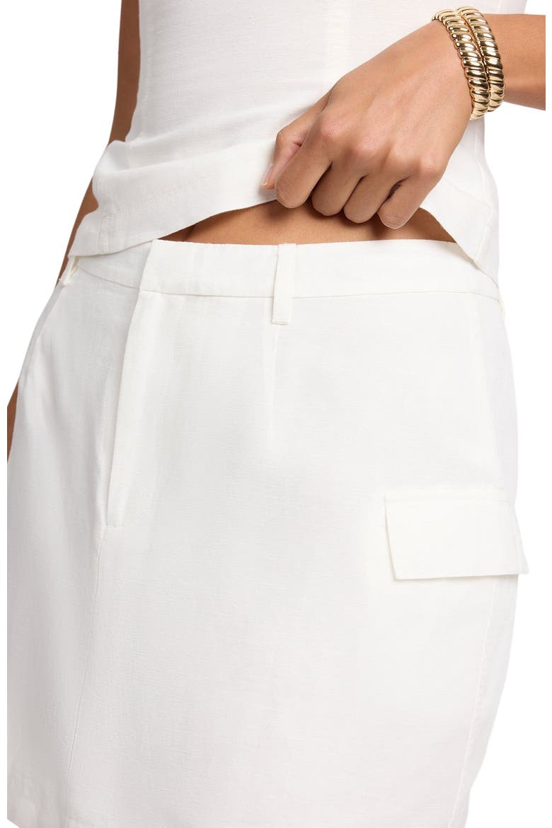 Linen Utility Mini Skirt, Alternate, color, WHITE