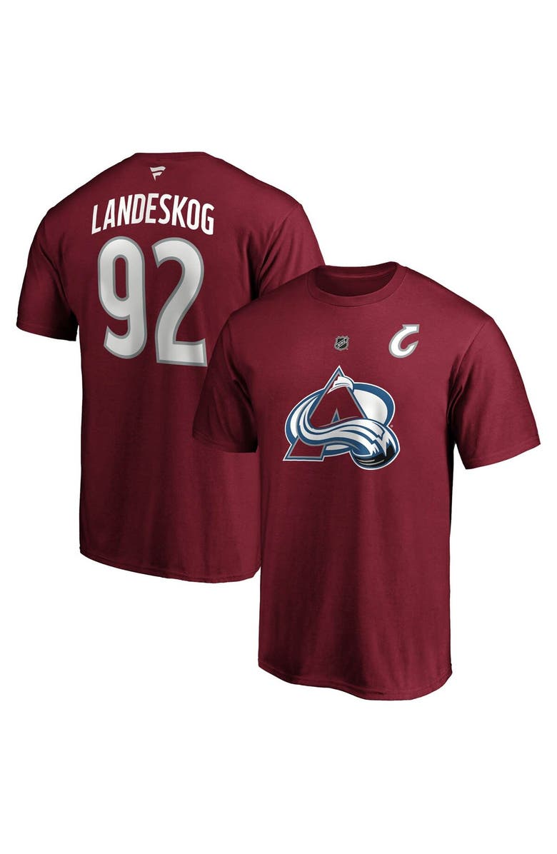 FANATICS Men's Fanatics Branded Gabriel Landeskog Burgundy Colorado Avalanche Authentic Stack Name & Number T-Shirt, Main, color, 