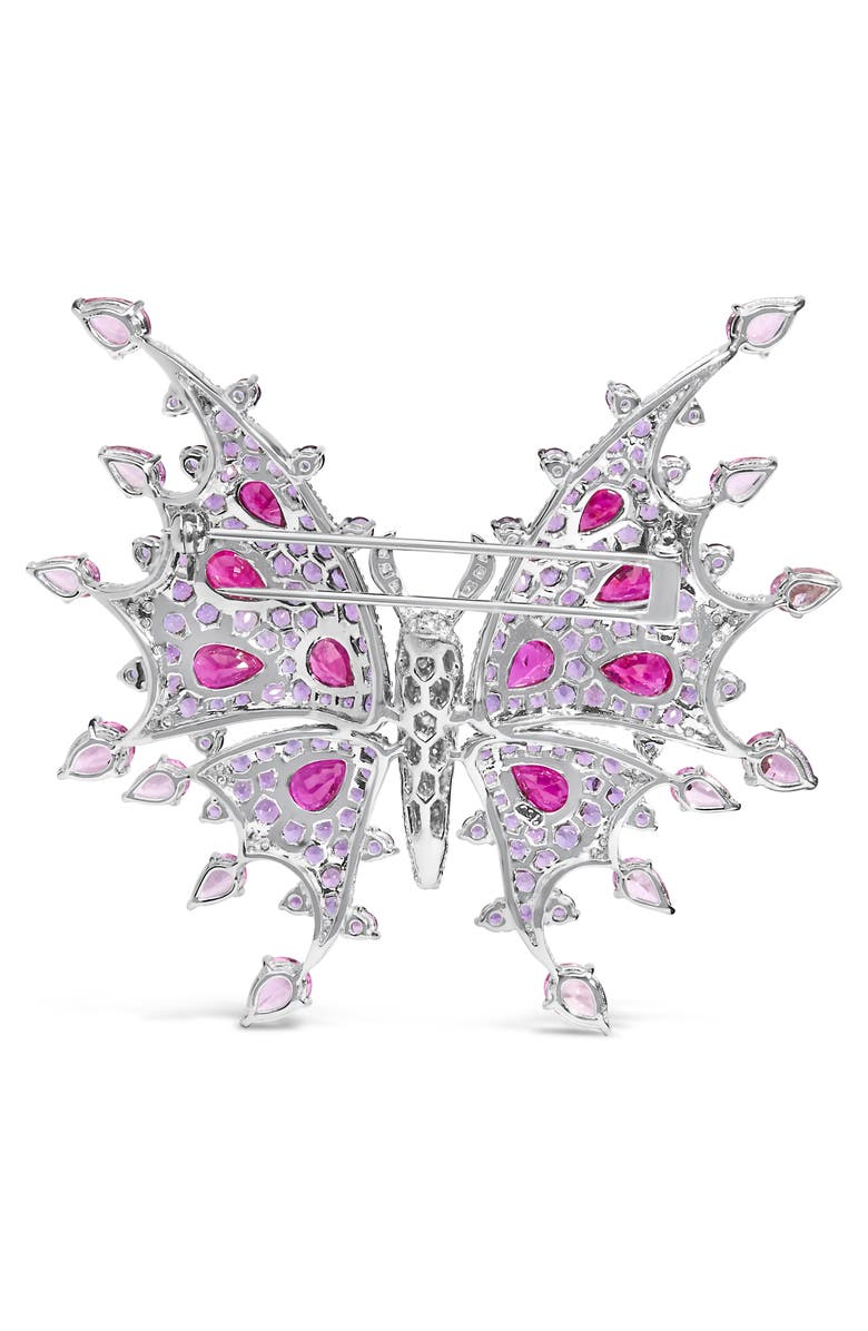 Haus of Brilliance 18K White Gold 1.0 Cttw Diamond Ruby Sapphire & Amethyst Butterfly Brooch Pin, Alternate, color, White