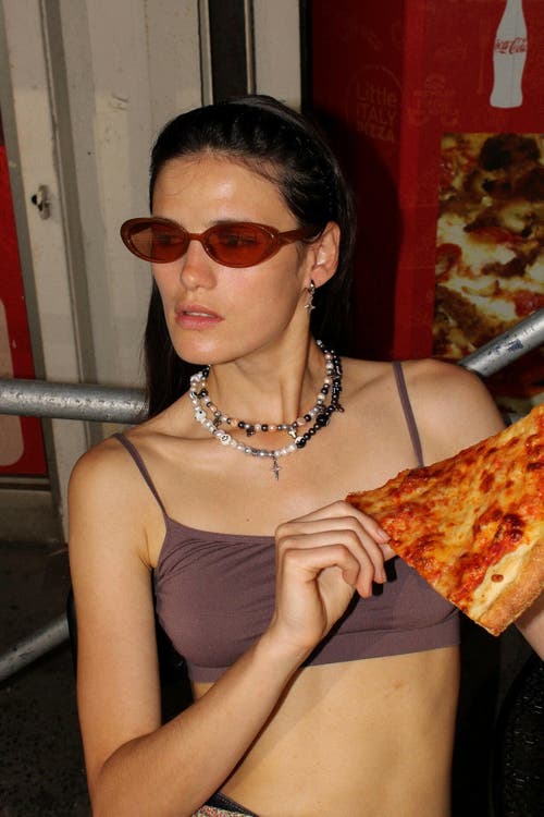 Velvet Luna Pearl Necklace With Star Charm In Black