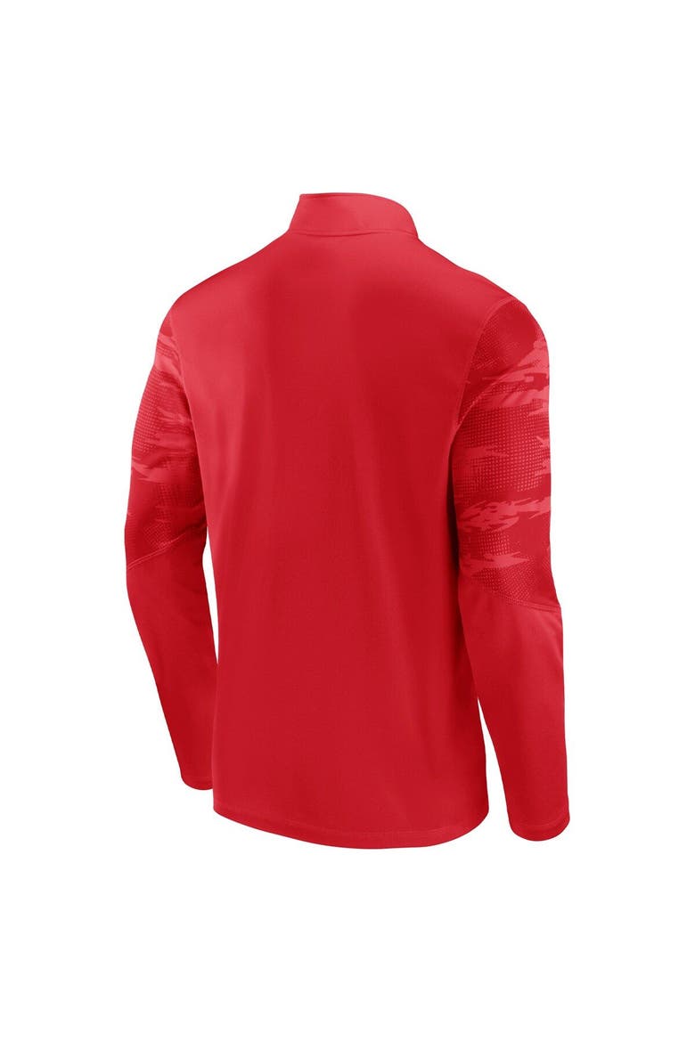 Men's Fanatics Branded Red/White Wisconsin Badgers Ringer Quarter-Zip Top, Alternate, color, Red