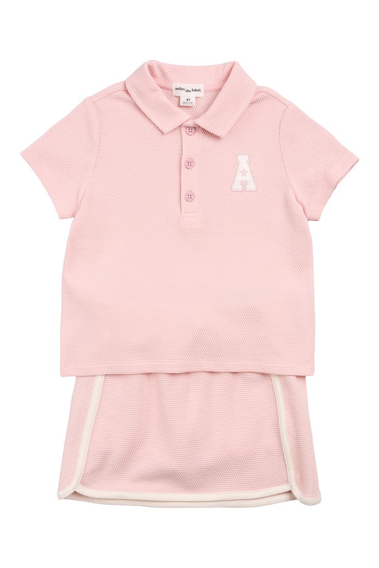 Organic Cotton Blend Piqué Polo & Skirt Set, Alternate, color, LIGHT PINK