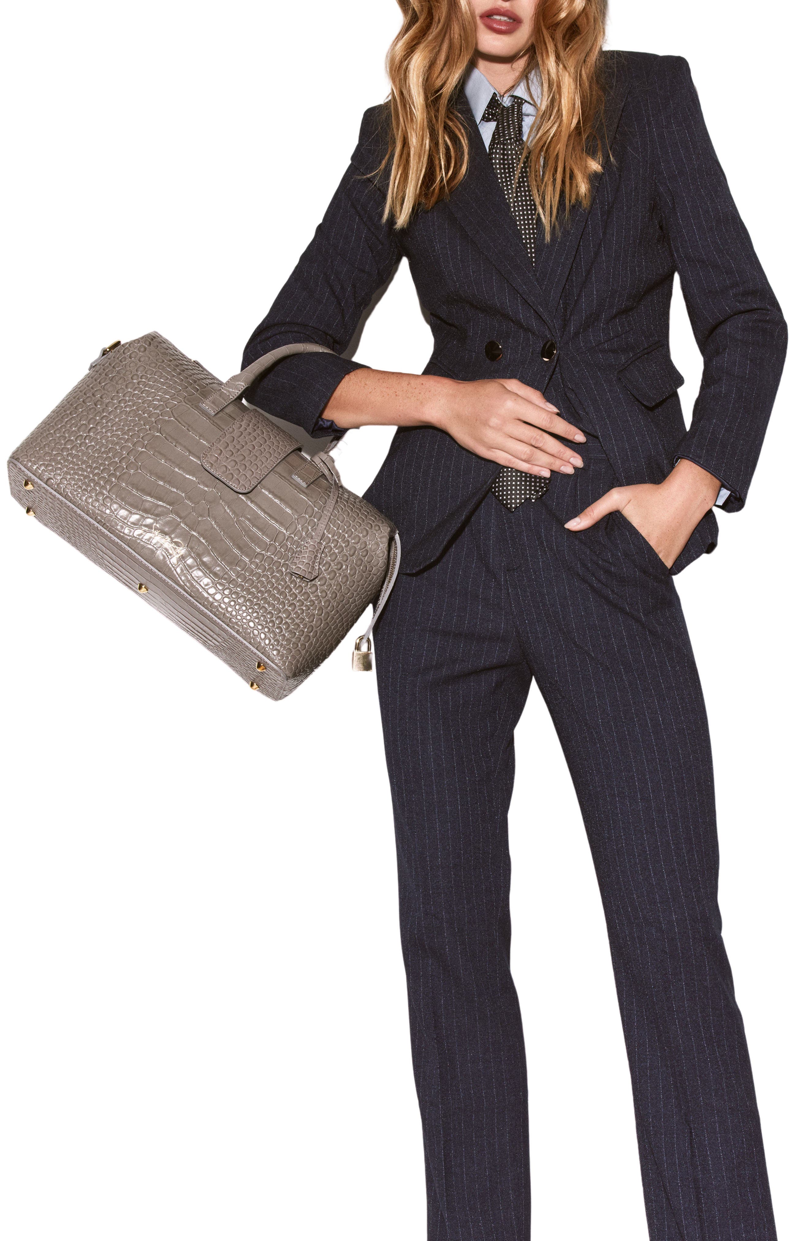 Silver & Riley Convertible Executive Croc Print Leather Handbag, Alternate, color, 