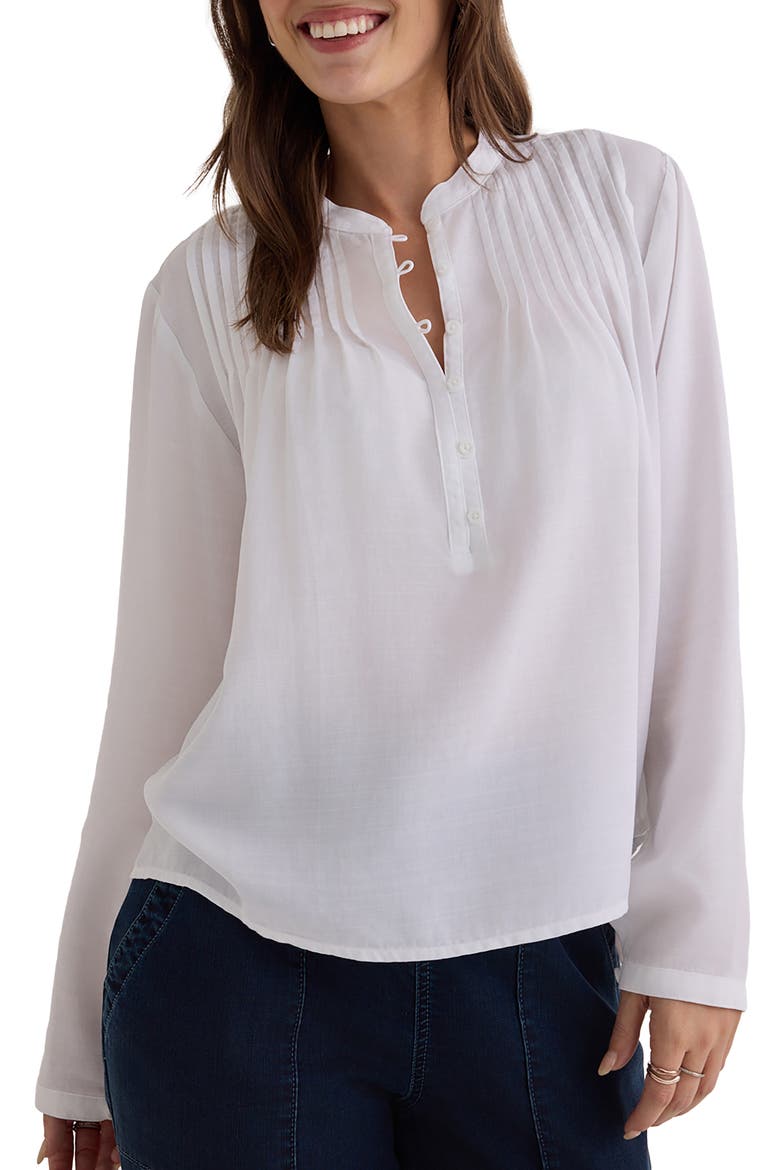 Pintuck Popover Chiffon Top, Main, color, WHITE