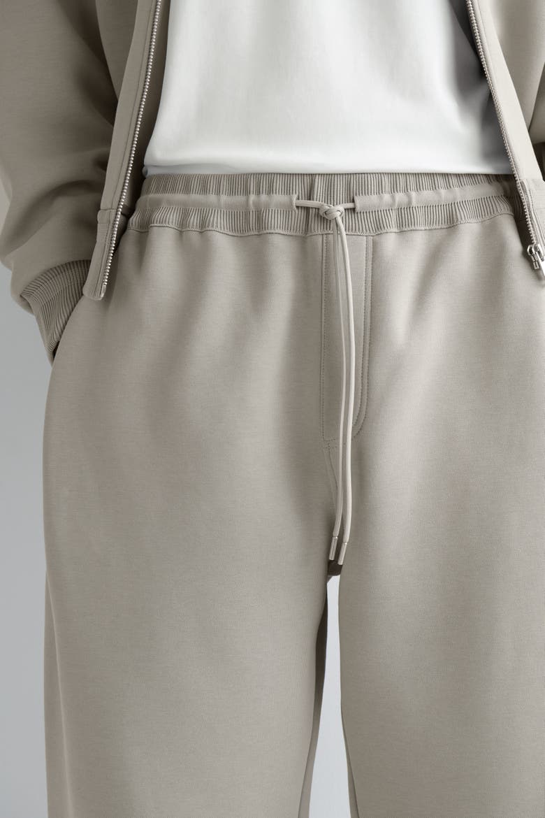 Cotton-Piqué Oversized Barrel-Leg Joggers, Alternate, color, BEIGE