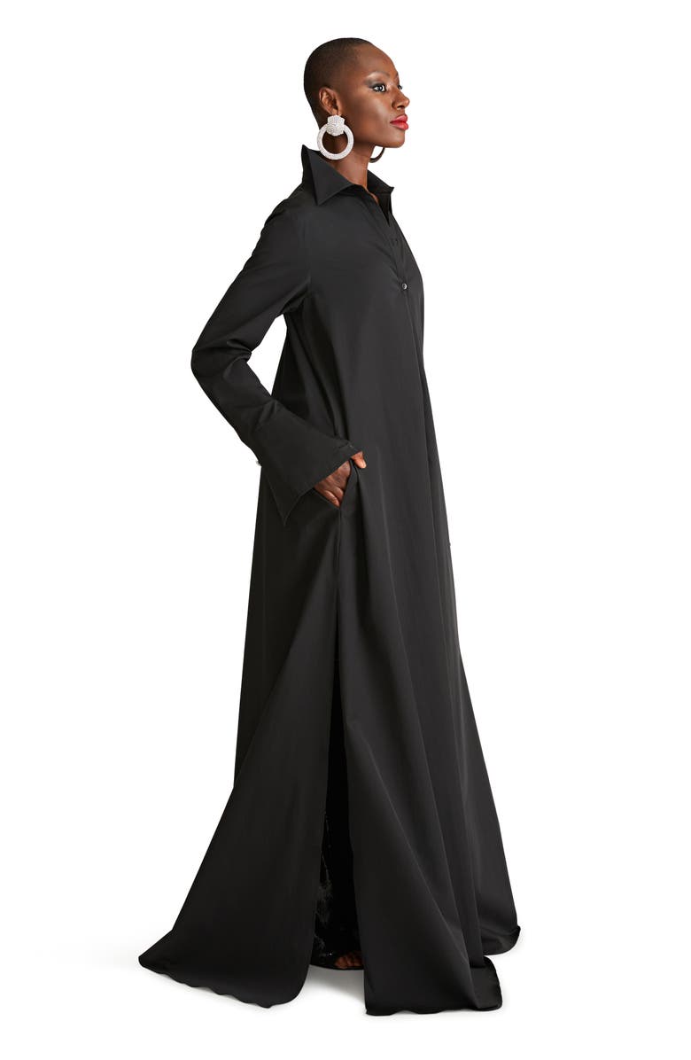 HALSTON Imari Long Sleeve Cotton Poplin Shirtdress, Alternate, color, 