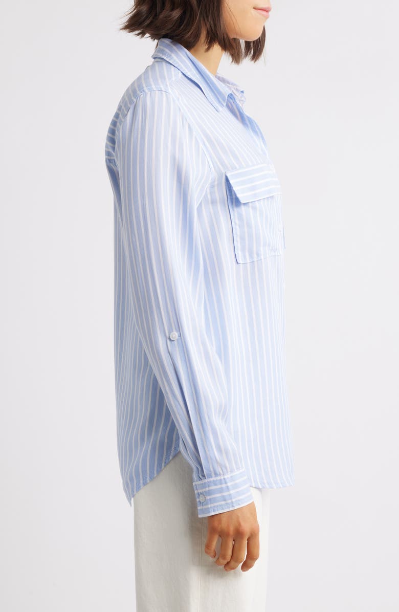 beachlunchlounge Farrah Stripe Button-Up Shirt, Alternate, color, Whisper Lilac