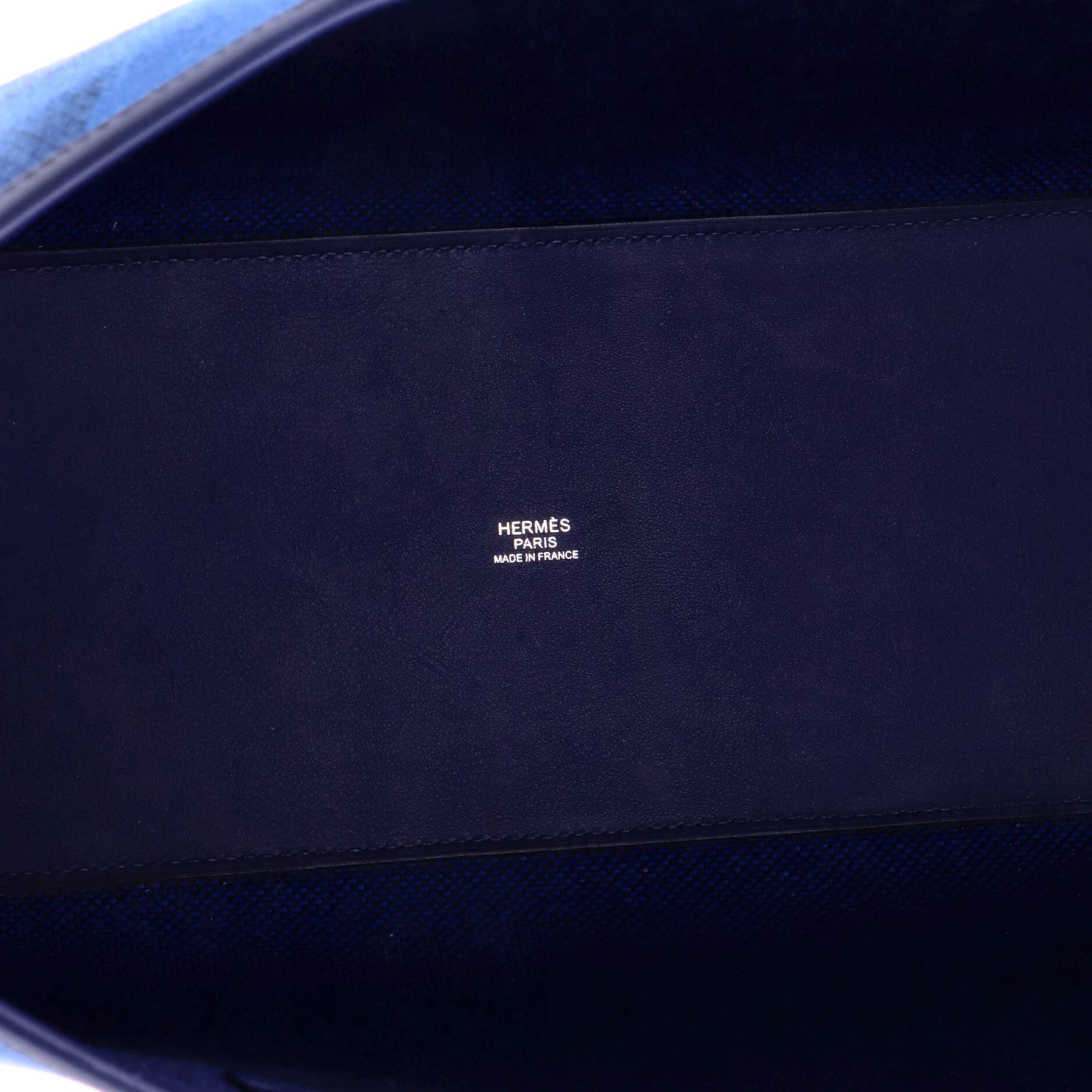 Pre-Owned Hermes Cabas H en Biais Tote Canvas with Leather 40, Alternate, color, Bleu Saphir