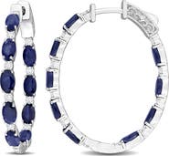 Julianna B. Blue Sapphire & Diamond Hoop Earrings 14K