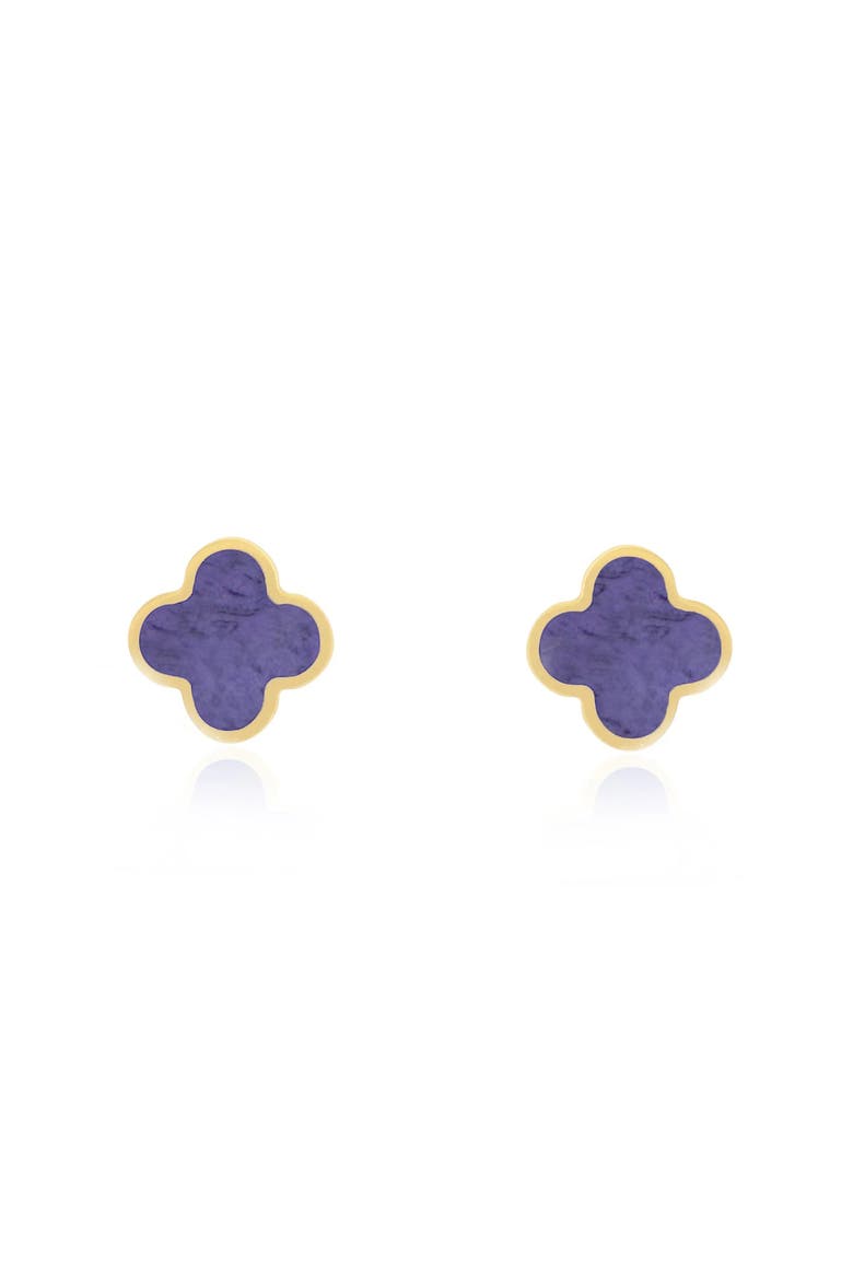 Small Amethyst Clover Stud Earrings, Alternate, color, Amethyst