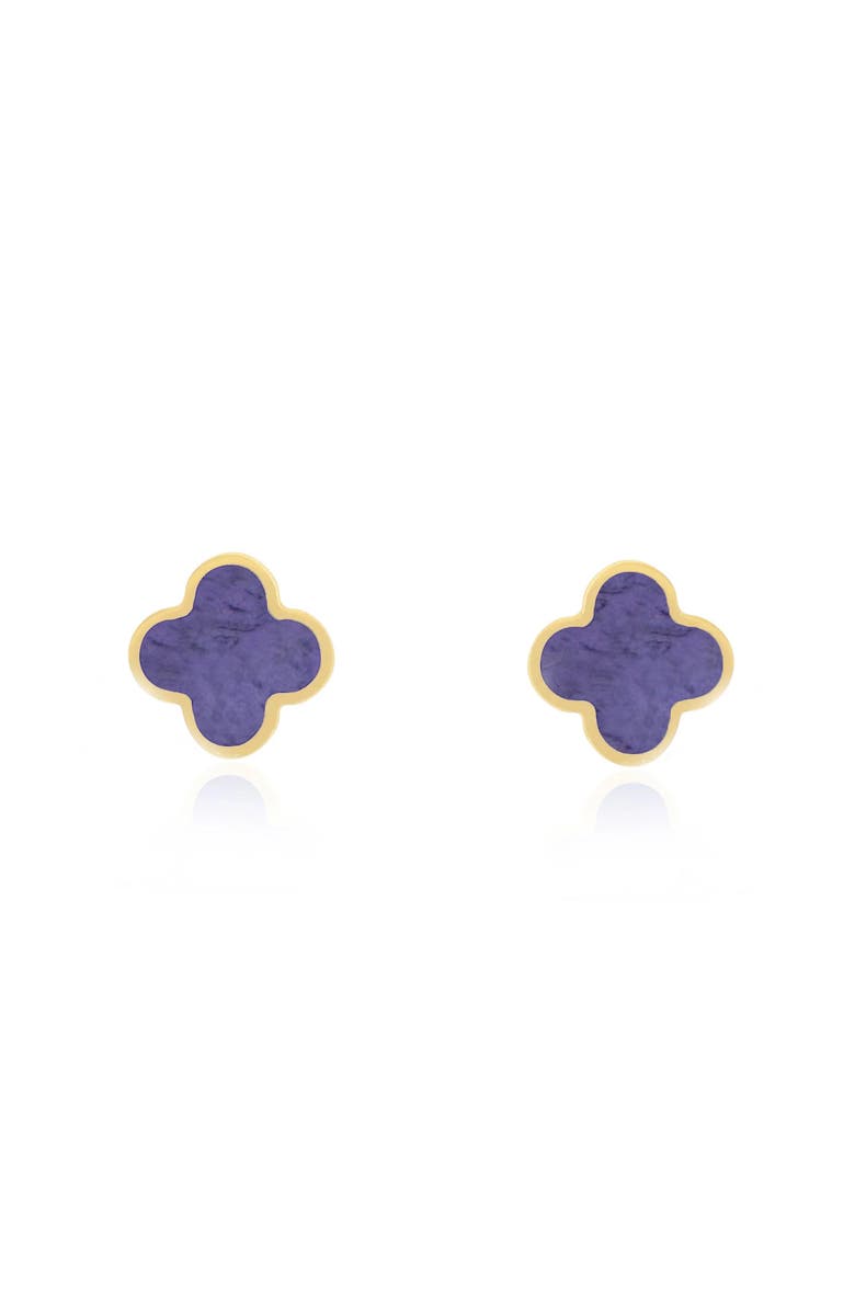 The Lovery Fine Jewelry Small Amethyst Clover Stud Earrings, Alternate, color, Amethyst