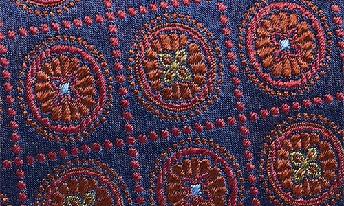 Duchamp Medallion Silk Jacquard Tie In Blue