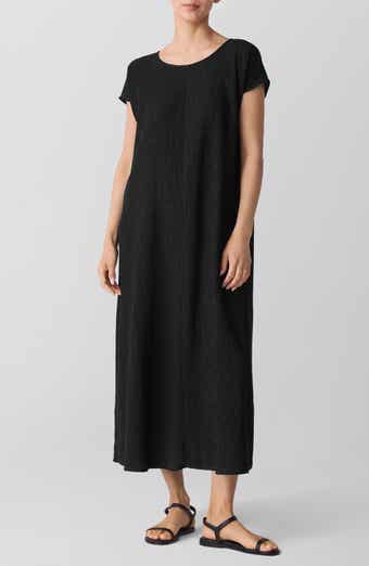 Eileen Fisher Short Sleeve Jacquard Maxi Dress