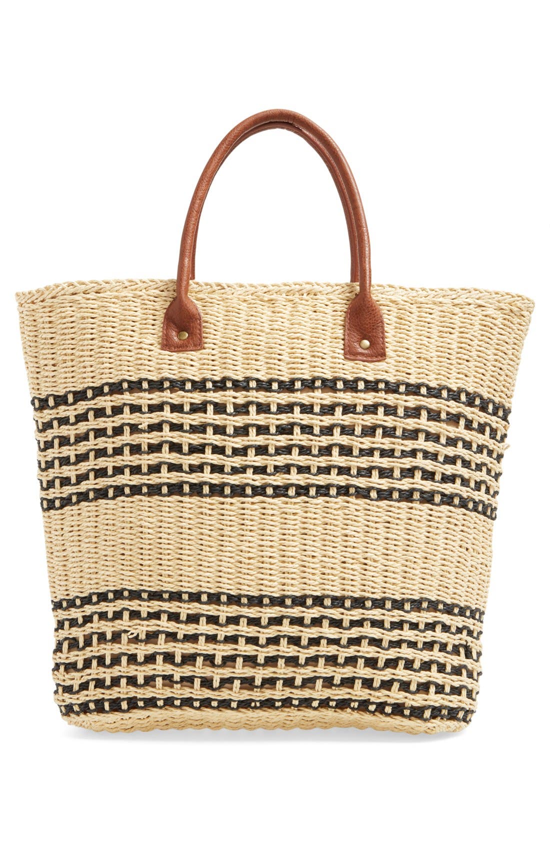 San Diego Hat Stripe Straw Tote, Alternate, color, 