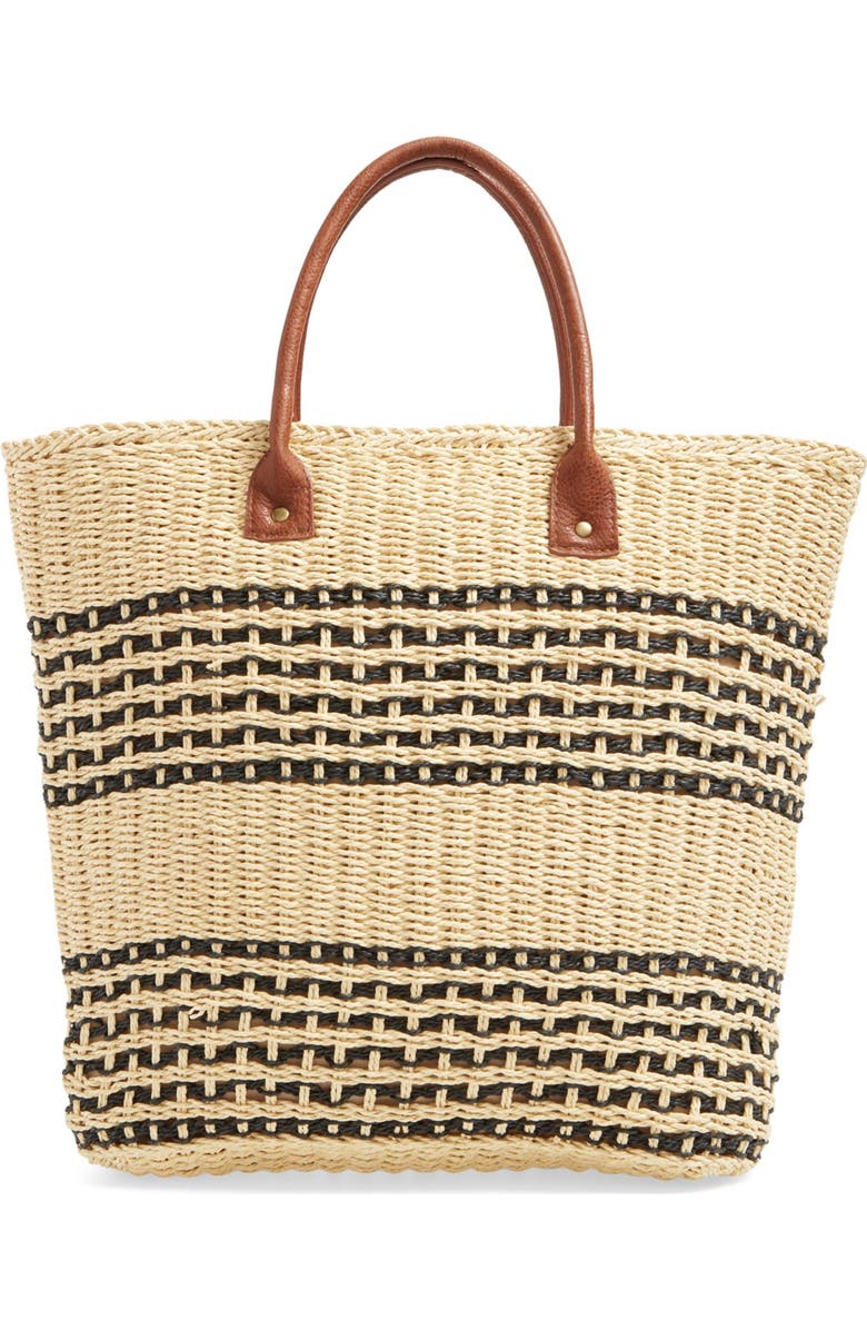 San Diego Hat Stripe Straw Tote, Alternate, color,