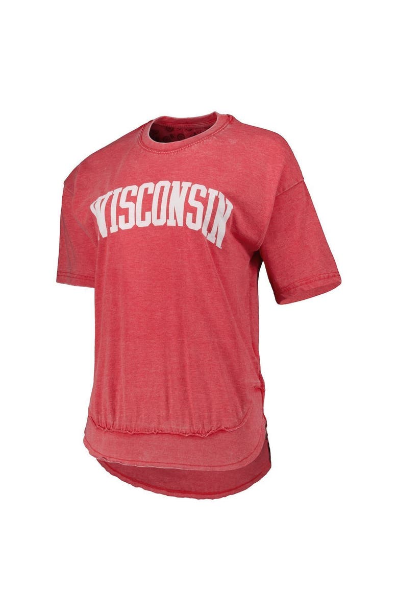 PRESSBOX Women's Pressbox Heather Red Wisconsin Badgers Arch Poncho T-Shirt, Alternate, color, Heather Red