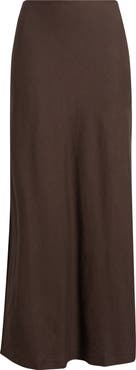 Open Edit Linen Blend Column Maxi Skirt