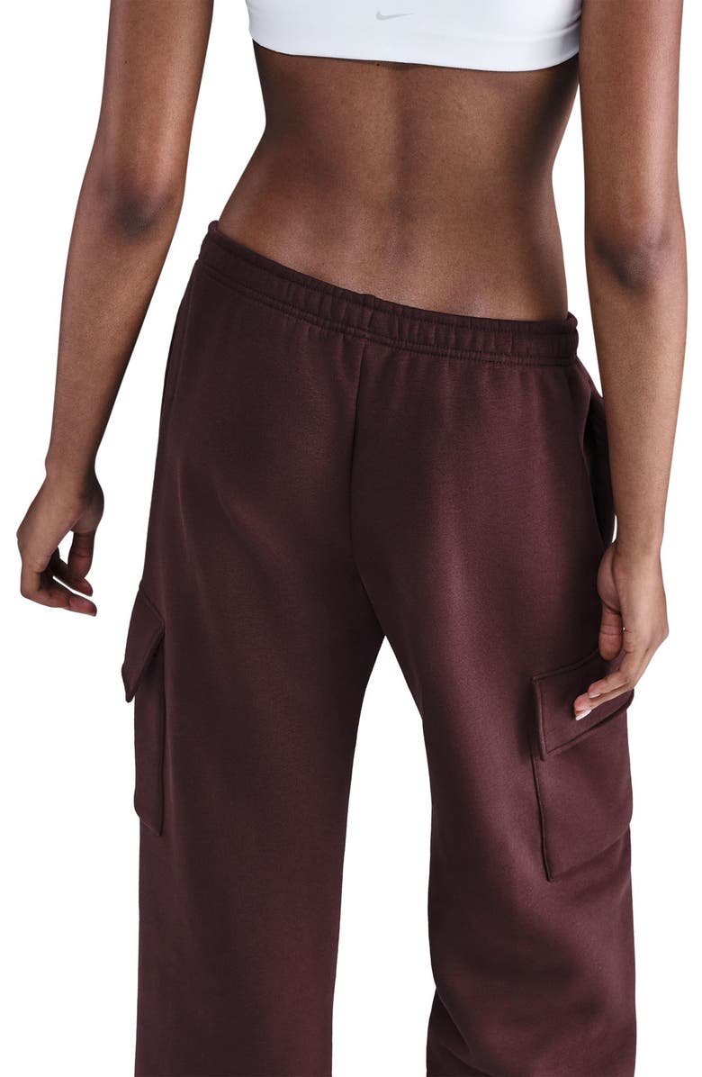 Nike Sportswear Phoenix Fleece Wide Leg Cargo Sweatpants, Alternate, color, Burgundy/ Sail