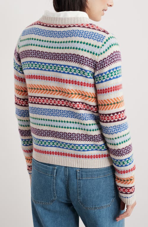 Seasalt Cornwall Percella Cove Fair Isle Merino Wool Blend Cardigan In Knit Abstraction Multi