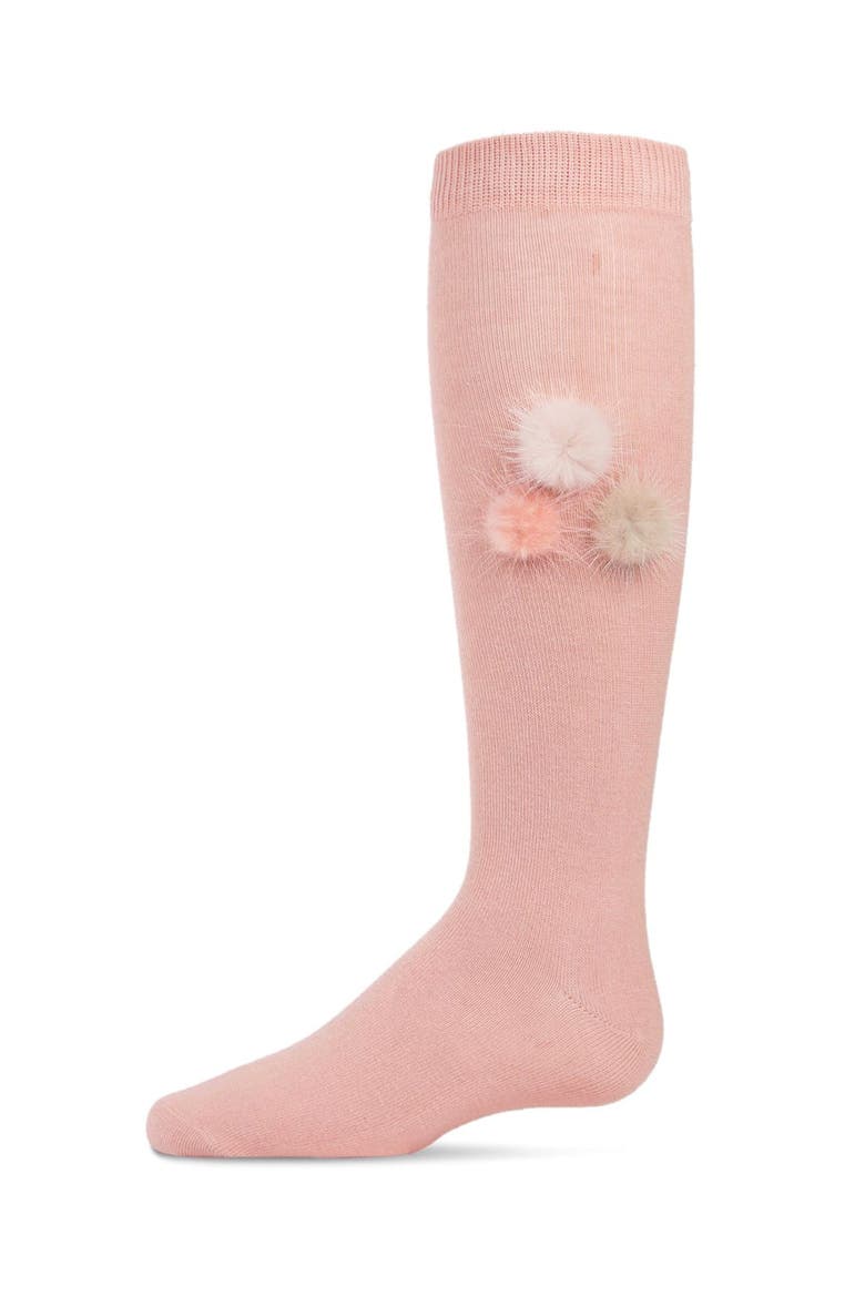Fuzzy and Fun Pom-Pom Knee Socks, Main, color, Pale Blush