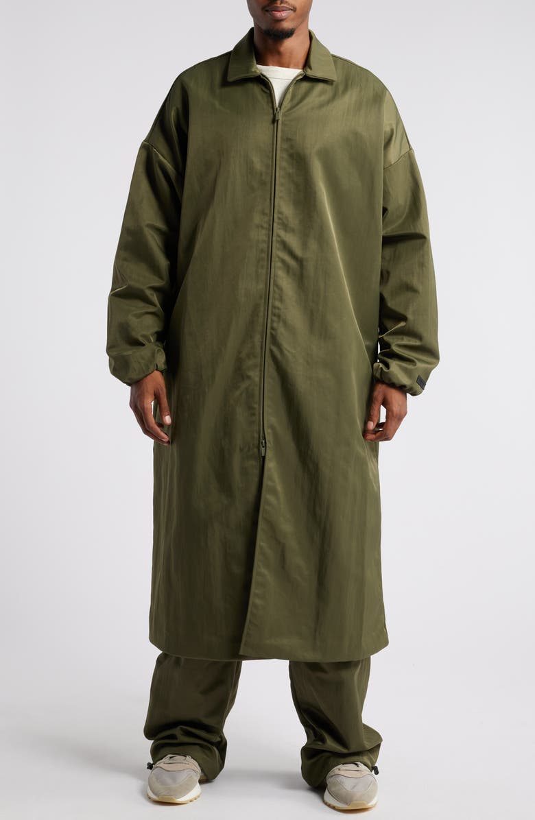 Fear of God Essentials Gender Inclusive Embroidered Logo Textured Nylon Car Coat, Alternate, color, 