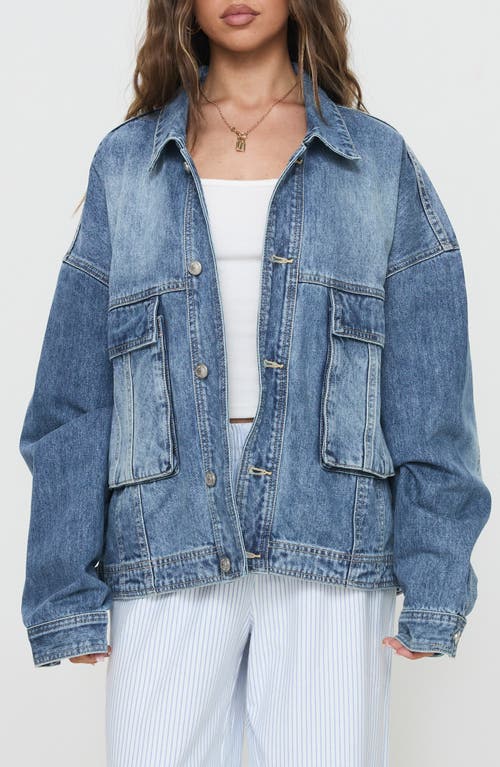 Princess Polly Kier Oversize Denim Jacket in Blue 