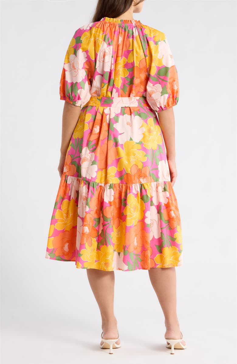 SUGARLIPS Milley Floral Wynette Tiered Midi Dress, Alternate, color, Pink-Org-Mul