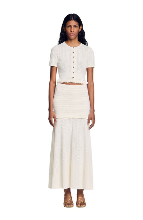 Pointelle Knit Maxi Skirt