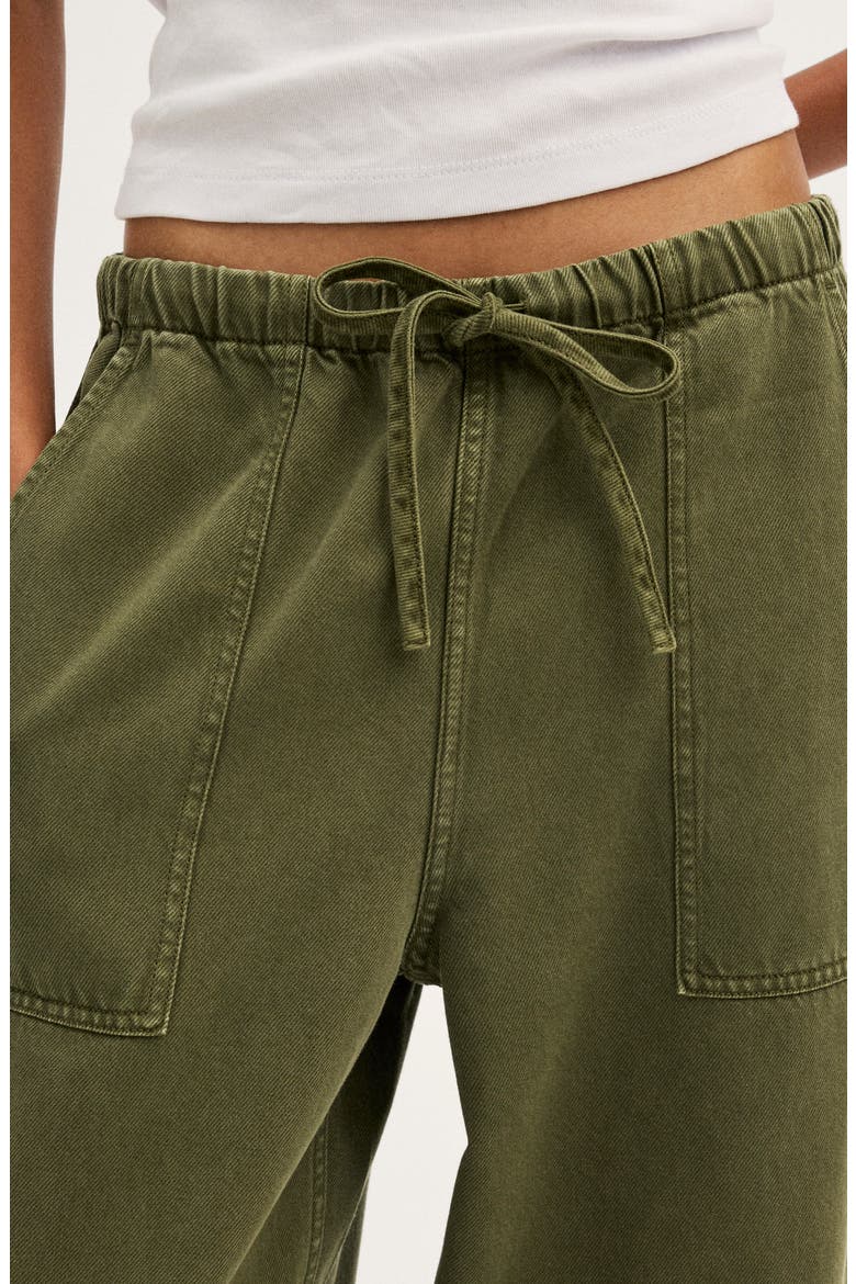 Pull-On Barrel Leg Airy Denim Utility Pants, Alternate, color, FADED IVY