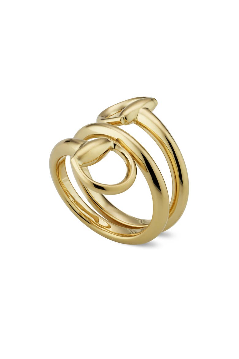 Horsebit Coil Ring, Main, color, YELLOW GOLD