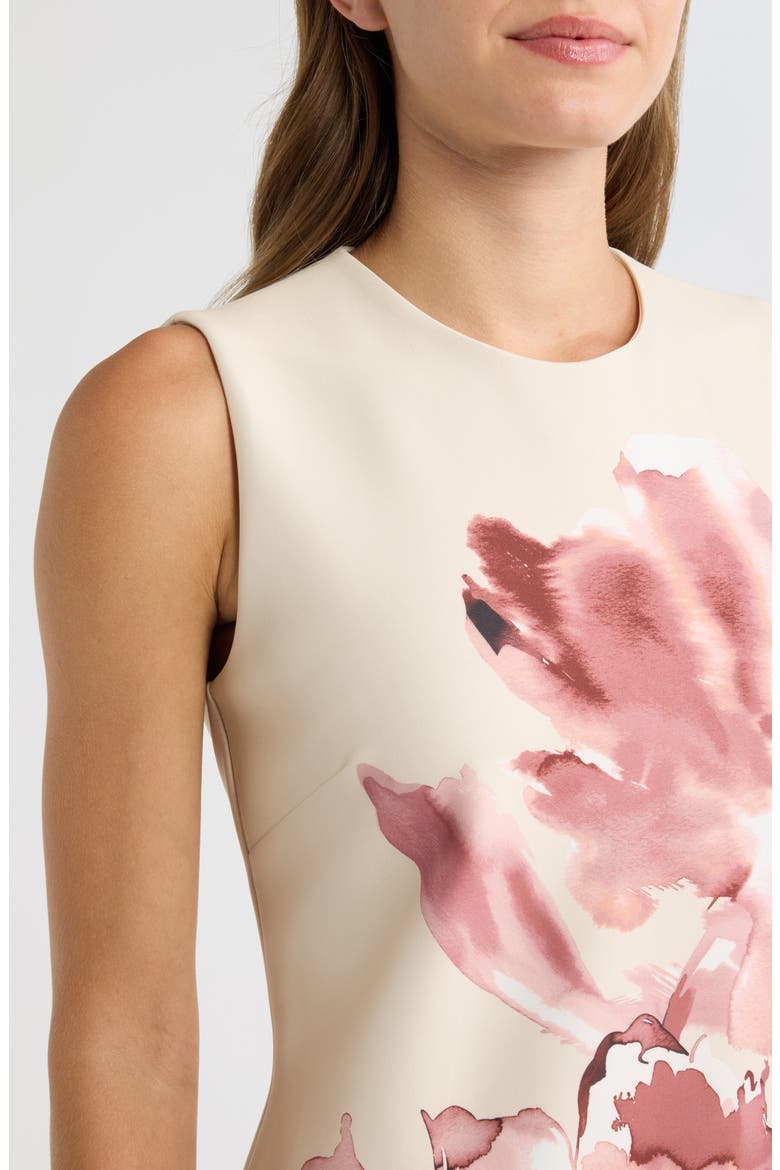 Floral Sleeveless Sheath Dress, Alternate, color, IVORY SHELL MULTI