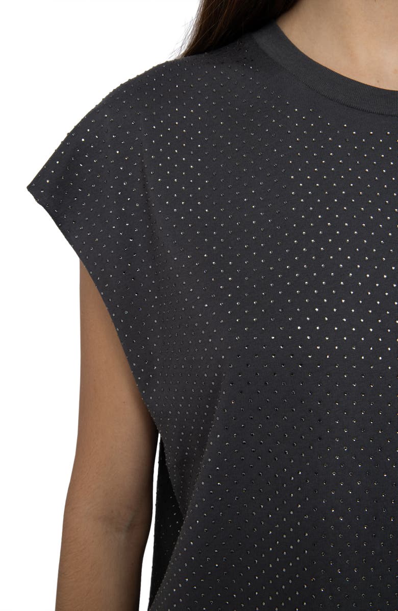 Zadig & Voltaire Cloe Strass Crystal Embellished Dolman Sleeve Top, Alternate, color, Medium Grey