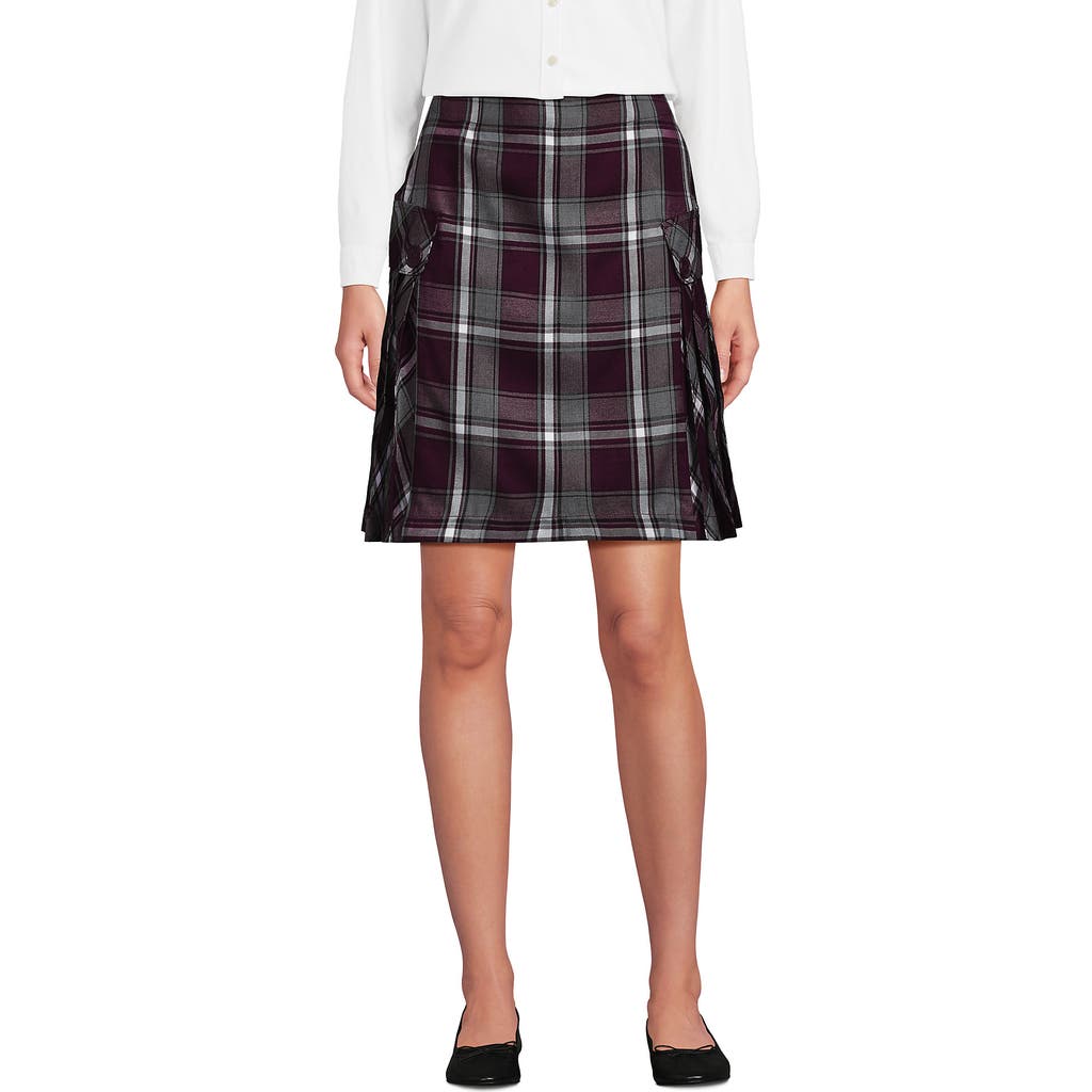 Lands' End School Uniform Young Side Pleat Plaid Skort Above The Knee In Black