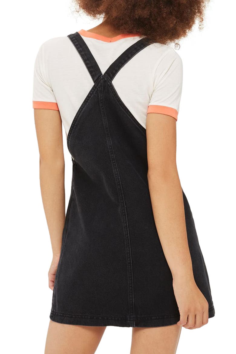 Denim Pinafore Dress, Alternate, color, WASHED BLACK