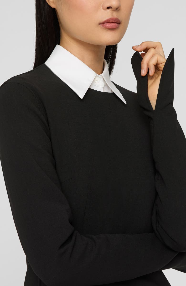 Lafayette 148 New York Long Sleeve Stretch Wool Sheath Dress, Alternate, color, Black