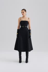 Malina Calista Exaggerated Hip Midi Dress