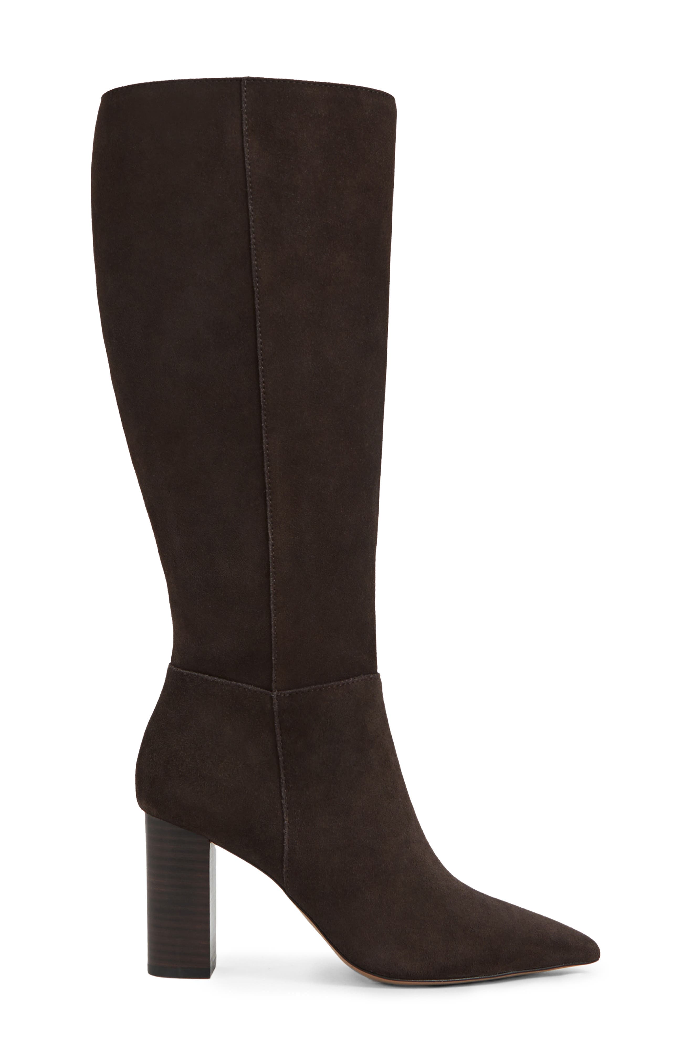 Reiss Bianca Pointed Toe Knee High Boot, Alternate, color, Chocolate
