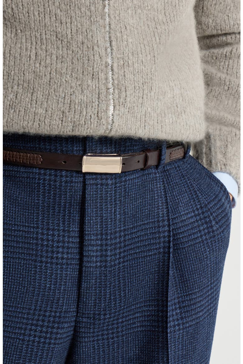 Textured calfskin belt with box-frame buckle, Alternate, color, Rust Brown